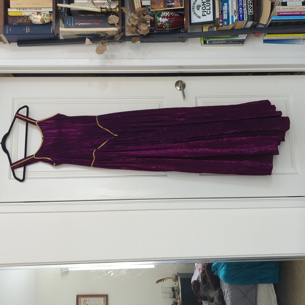 1990s Vintage Jeannie Nitro Purple and Gold Women's Dress - Picture 7 of 14